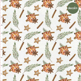 Watercolor Christmas Objects and Star Patterned Digitally Printed Fabric